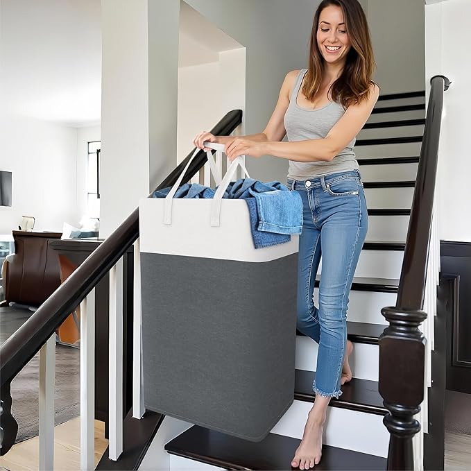 laundry basket 3-Pack, laundry hamper, Hamper with handles, collapsible laundry baskets, Waterproof dirty clothes hamper, Towel Storage for Home or Dorm, 88L-Grey