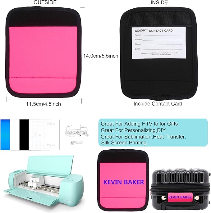 Luggage Handle Wrap-Neoprene Luggage identifiers for Suitcases Unique Bright Luggage Tags/Spotter/Markers/Handle Cover Travel Accessories (Bright Pink)
