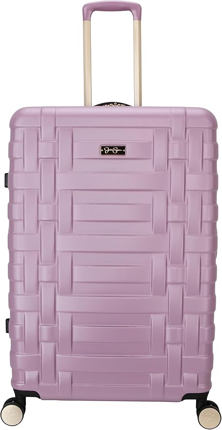 Jessica Simpson Taffeta 2-Piece Set (20"& 28") Expandable 8-Wheel Spinner Large Checked Luggage Suitcase, Dusty Orchid