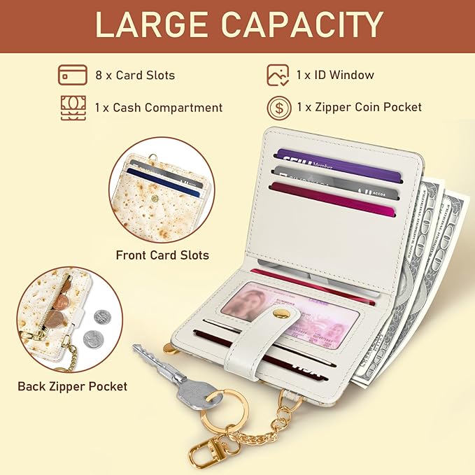 Jogjam Funny Taco Lover Burrito Tortilla Rfid Women Wallet, Small Slim Thin Compact Credit Card Wallet, PU Leather Bifold Cash Wallet, Zipper Coin Pocket ID Window, Girls Girly Teens Gifts