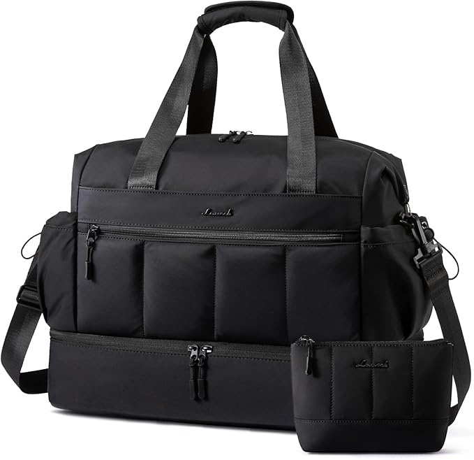 LOVEVOOK Weekender Bags for Women, Travel Duffel Bag, Large Overnight Bags with Shoe Compartment, 38L Carry on Gym Hospital Bag with Wet Pocket, 2 Pcs
