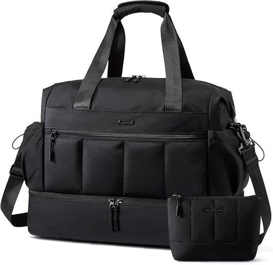 LOVEVOOK Weekender Bags for Women, Travel Duffel Bag, Large Overnight Bags with Shoe Compartment, 38L Carry on Gym Hospital Bag with Wet Pocket, 2 Pcs