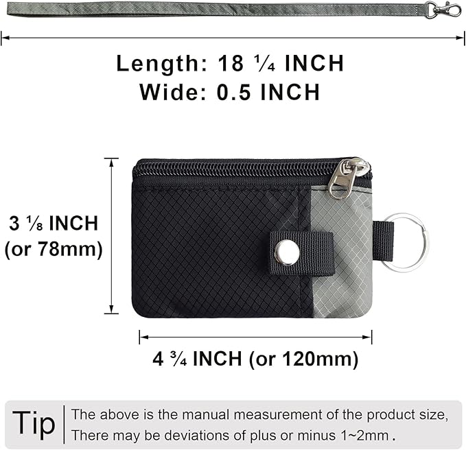 CHENSPRX Minimalist RFID Blocking Small Wallet with ID Window,WaterResistant Zip Id Case Wallet with Lanyard Keychain for Cards,Cash,Travel,Women,Men