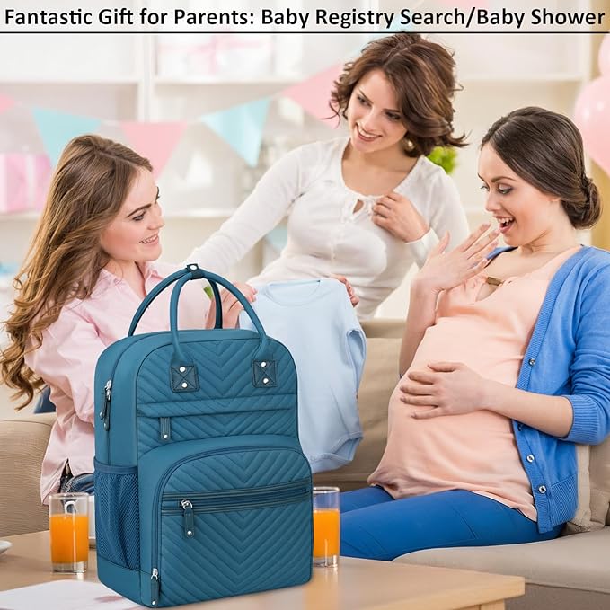 Tenot Baby Diaper Bag Backpack Tote for Women Large Capacity with Insulated Pockets Multifunctional Waterproof Diaper Bags For Baby Girl Boy Mama Maternity Travel Bag Peacock Blue