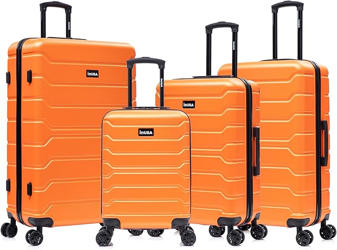 InUSA TREND Luggage with Spinner Wheels | Durable Lightweight Hardside Suitcase, Travel Sets with Handle and Trolley | (20in, 24in, 28in, 32in) 4 Piece Set | Orange