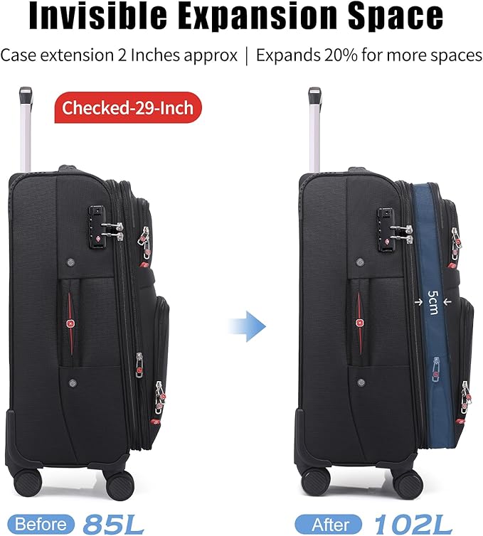 Softside Expandable Luggage with 4 Spinner Wheels, Durable Checked-Luggage Suitcase (Coffee, 29-Inch)