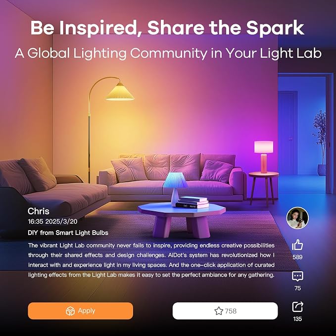 OREiN Matter BR30 Smart Light Bulbs, RGBTW Flood Light Bulb, 4 Pack+Remote | Work with Alexa, Apple Home, Google Home, SmartThings, 650LM 60W, Music Sync, Recessed Color Changing & White Led Light Bulbs