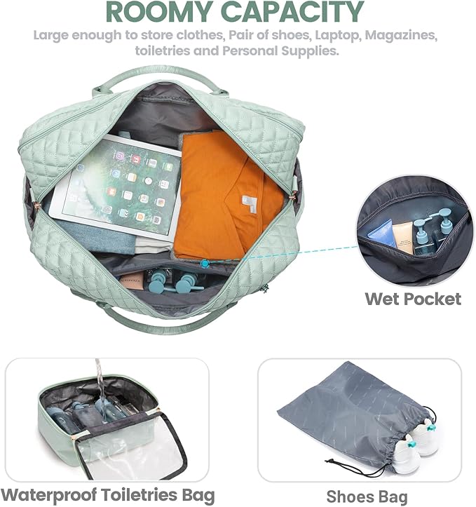 LOVEVOOK Travel Duffle Bag - Women's Weekender Carry On Overnight Laptop & Gym Bag With Toiletry/Shoe Pocket, Hospital Labor Bag