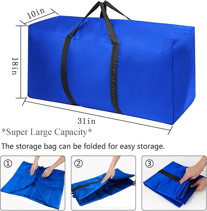 Extra Large Moving Bags with Strong Zippers & Carrying Handles, Storage Bags Storage Totes for Clothes, Moving Supplies, Space Saving Oversized Storage Bag Organizer for Moving, Traveling (4 Pack)