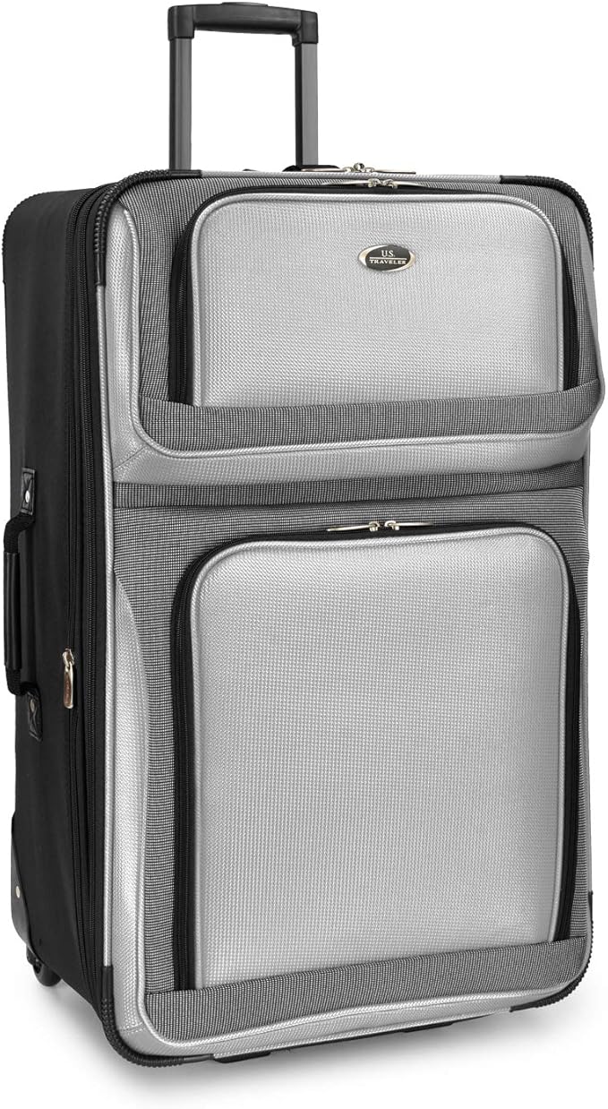 U.S. Traveler New Yorker Lightweight Expandable Rolling Luggage, Gray, 4-Piece Set