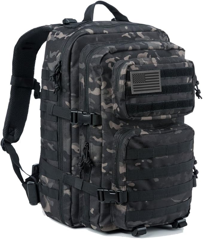 REEBOW GEAR Military Tactical Backpack for Men Large Army 3 Day Assault Pack Molle Bag Backpacks (Camo Black)