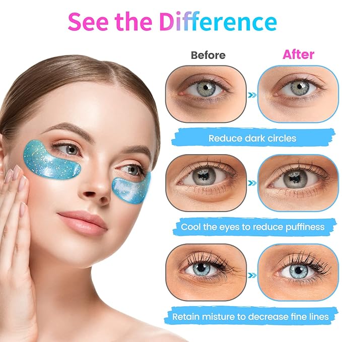 Under Eye Patches (24 Pairs) - Eye Masks for Wrinkles, Puffy Eyes, Dark Circles, Eye Bags, Easter Basket Stuffers, Gifts for Teenage Girls, Under Eye Mask for Refreshing, Revitalizing