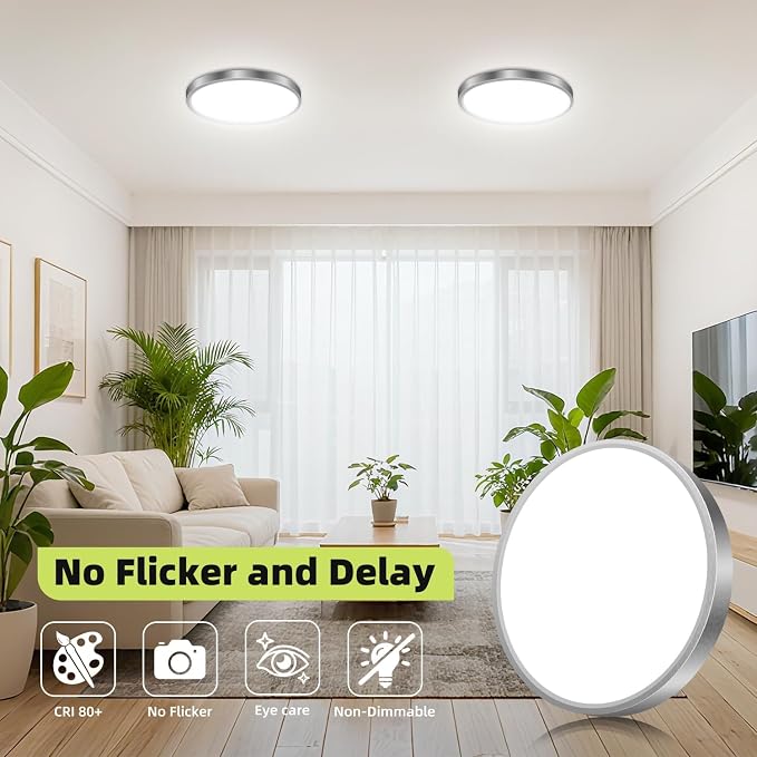 hepside 4PACK Flush Mount LED Ceiling Light Fixture,5 Color Temperature Options Closet Light Fixture,Small Round Slim Surface Ceiling Lamp for Hallway,Bathroom,Bedroom,Kitchen,Interior