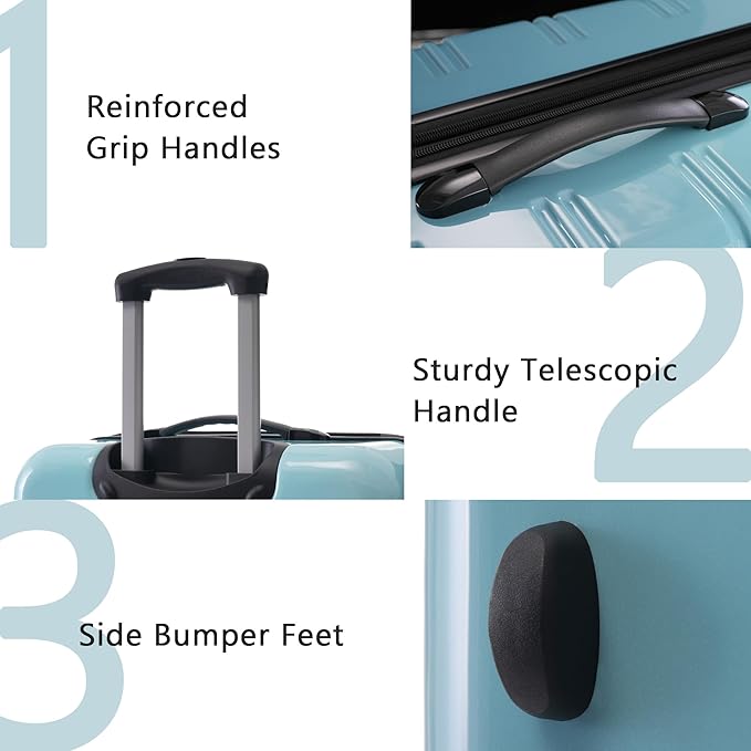 Merax Luggage Sets 3 Piece, Hardside Expandable Suitcase Set with Spinner Wheels, Lightweight Multicolor 20+24+28 IN Suitcase with Carry on Luggage, Gradient Blue