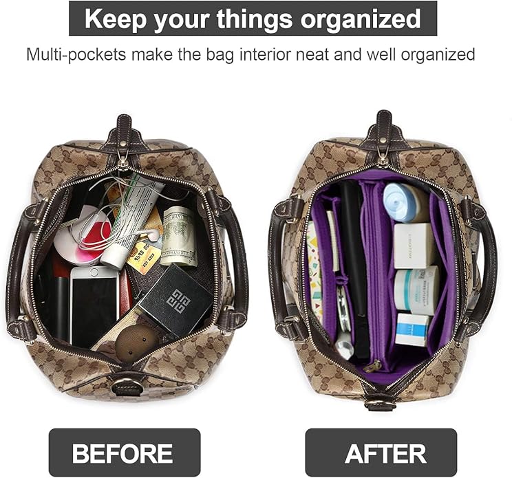OMYSTYLE Purse Organizer Insert, Felt Tote Bag Organizer Insert with 5 Sizes, Handbag Dividers for Inside Purse, Compatible with Longchamp, Neverful, Speedy and More