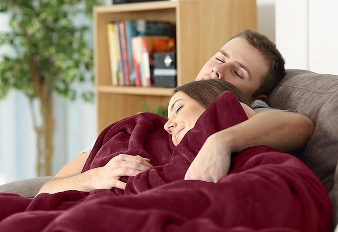 Utopia Bedding Fleece Blanket Throw Size Burgundy 300GSM Luxury Anti-Static Fuzzy Soft Microfiber Blanket for Couch, Sofa and Bed (50x60 Inch)