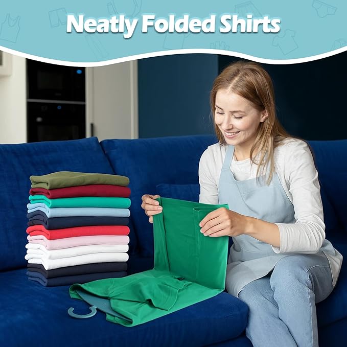 BoxLegend Clothes Folder Durable Plastic Shirt Folding Board Easy and Fast to Folding Shirts Hook Folding Boards for Clothing Adult and Kids Blue