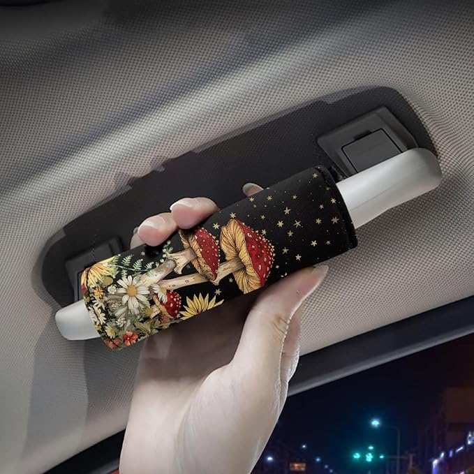 BIGCARJOB Mushroom Sunflower Luggage Handle Wrap Set for Suitcase 2 Pieces Suitcase Identifier Protective Cover Trolley Case Grip Travel Luggage Accessories Door Handle Replacement