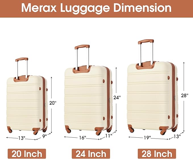 Merax Luggage Sets 3 Piece Carry on Luggage Airline Approved,Hard Case Luggage Expandable Checked Luggage Suitcase Set with Wheels