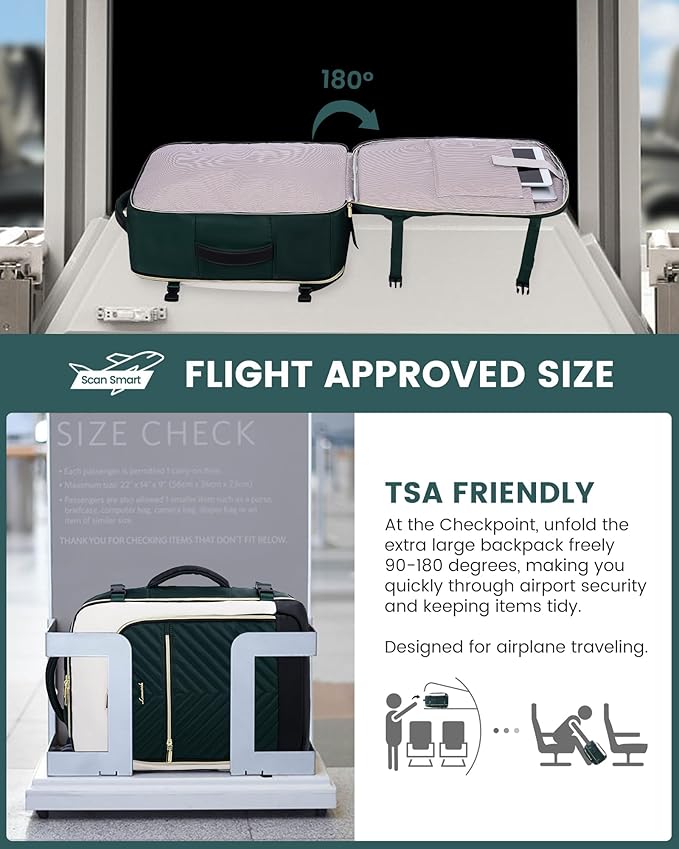 LOVEVOOK Large Travel Backpack for Women, TSA Carry on Backpack for Airplanes, 40L Personal Item Travel Bag for Women fits 17" Laptop,Waterproof Carry on Bag Airplane Approved with 3 Packing Cubes
