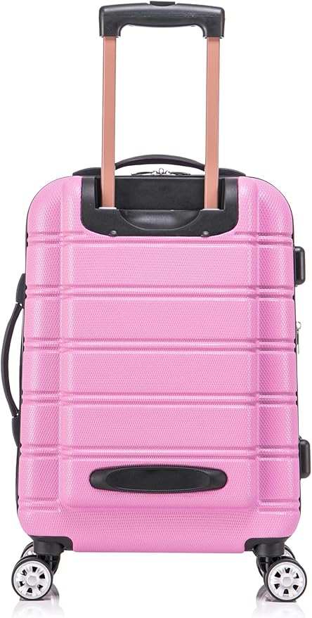 Rockland Melbourne Hardside Expandable Spinner Wheel Luggage Set, Pink, Carry-On 20-Inch and Tote 14-Inch