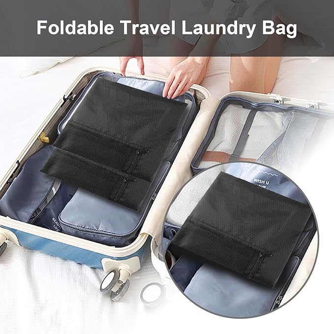 Laundry Bag Backpack Durable Laundry Bag with Shoulder Straps and Mesh Pockets Portable Laundry Dirty Clothes Hamper Bag for College Dorm (Black)