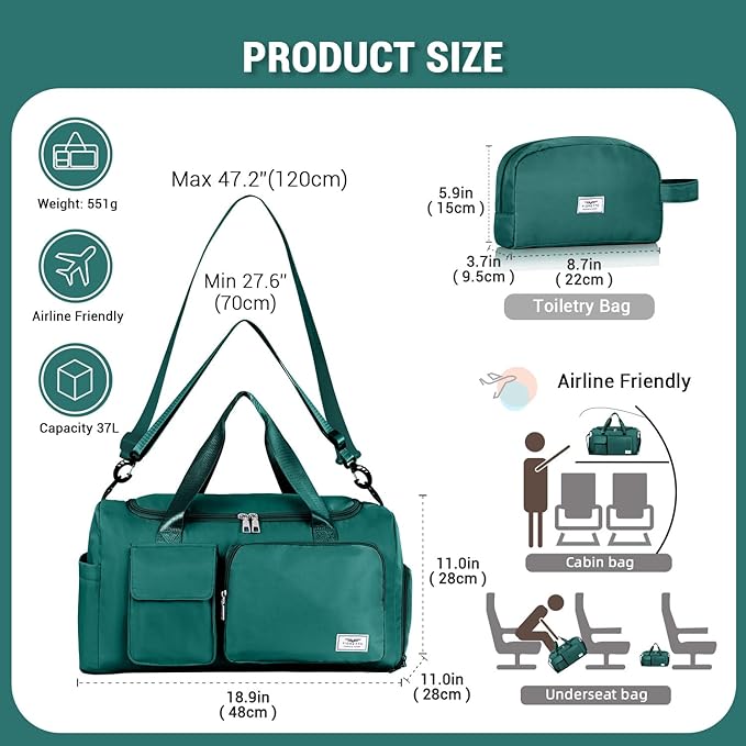 FIORETTO Women's Gym Duffle Bag with Shoes Compartment, 30L Capacity, Ideal for Travel, Gym, Sports, Duffel, Weekender