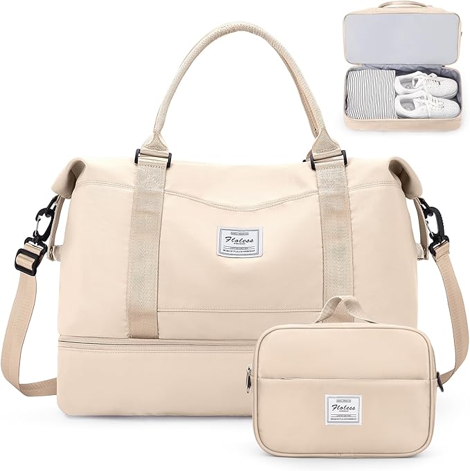 Weekender Bags for Women,Personal Item Travel Bag with Shoes Compartment,Overnight Travel Duffel Bag with Toiletry Bag