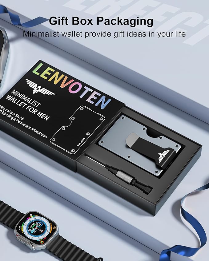 Upgraded Hinged Minimalist Wallet for Men | Slim Metal RFID Blocking Wallet | Credit Card Holder & Money Clip Holds 20 Cards | Premium Scratch-Resistant Finish | Ideal Gift for Men(AirTag Compatible)