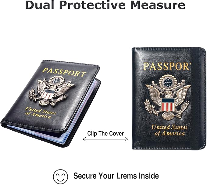 Premium Passport Holder for Travel, RFID Blocking Passport Cover Slim, Durable & Travel-Friendly, Passport Wallet Keep Your Documents Safe & Organized (Black)