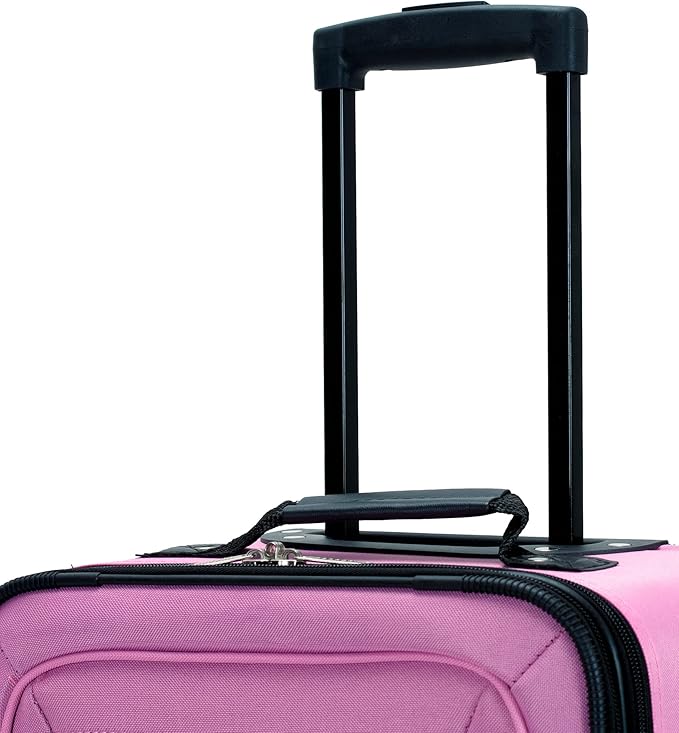 Rockland Journey Softside Upright Luggage Set, Expandable, Pink, 4-Piece (14/19/24/28)