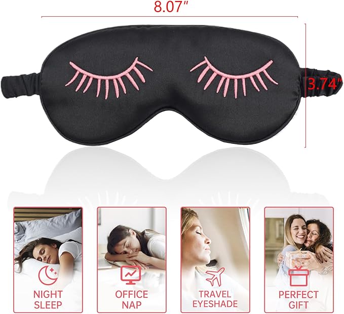 4 Pack Eye Mask for Sleeping Silky Funny Soft Satin Sleep Shade Cover Blindfold with Elastic Strap Travel Nap Blackout for Women Men