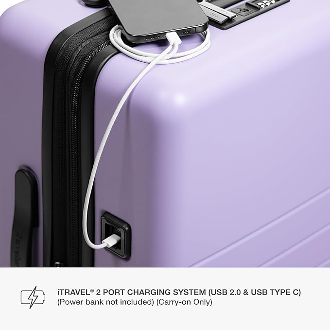 Traveler's Choice Markham Hardside Expandable Luggage with Double Spinner Wheels, Carry-On 21-Inch Suitcase, TSA Lock, 21-Inch, Purple