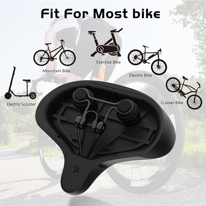 Bicycle Seat, Bike Seat for Women Men Extra Comfort Wide, Oversized Comfortable Seats Saddle for Peloton Bikes, Fit for Exercise Bikes, Electric Bikes, Mountain Bikes, Cruiser Bikes