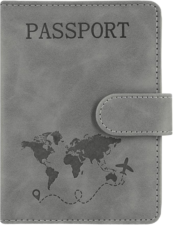 ACdream Passport Holder for Travel Essentials, Rfid Blocking Passport Wallet Cover Case for Travel Must Haves Accessories, Book Holders for Women/Men- Grey