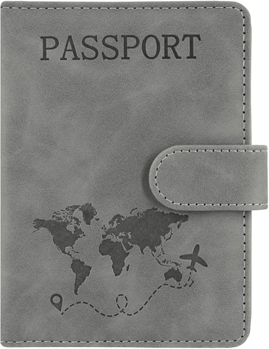 ACdream Passport Holder for Travel Essentials, Rfid Blocking Passport Wallet Cover Case for Travel Must Haves Accessories, Book Holders for Women/Men- Grey