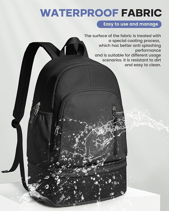 Gym Backpack for Women Men,Cheer bag,Lightweight Gym Bag with Shoe Compartment, Waterproof Sports Backpack with Wet Pocket, Black
