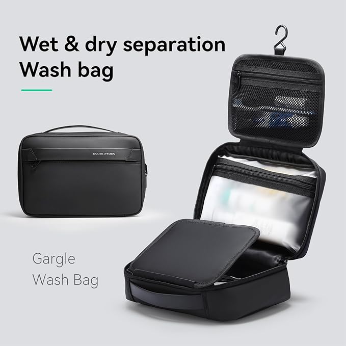 MARK RYDEN Toiletry Bag for Men, Travel Toiletry Organizer Dopp Kit Water-resistant Shaving Bag for Toiletries Accessories (Black)