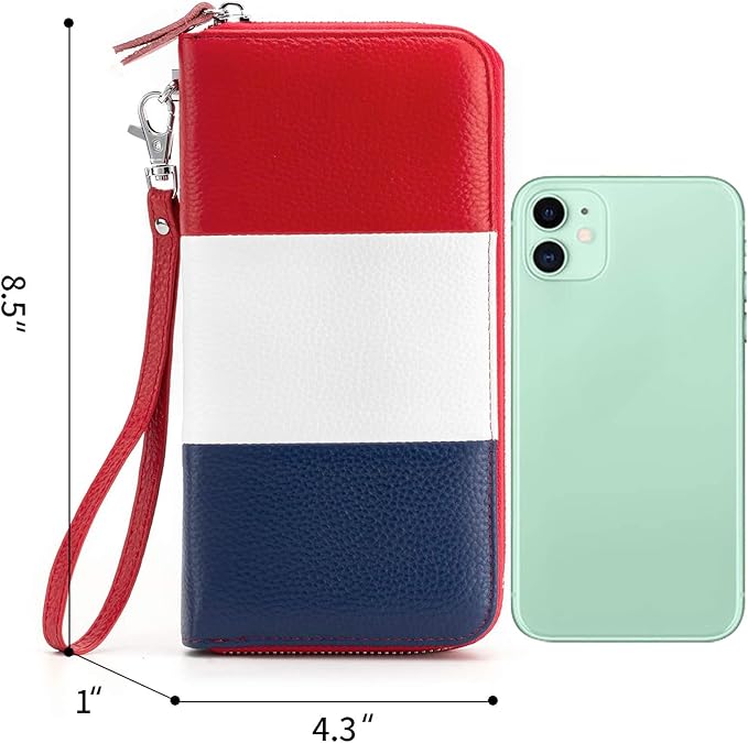 Moflycom Womens Wallet RFID Blocking Genuine Leather Multi Credit Card Large Capacity Zip Around Clutch Travel Purse Wristlet