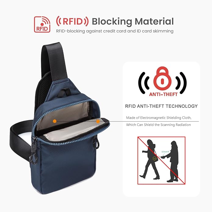 higouta Mini Sling Bag for Men Women, RFID Blocking Crossbody Backpack Casual Utility Chest Phone Bag for Travel Workout