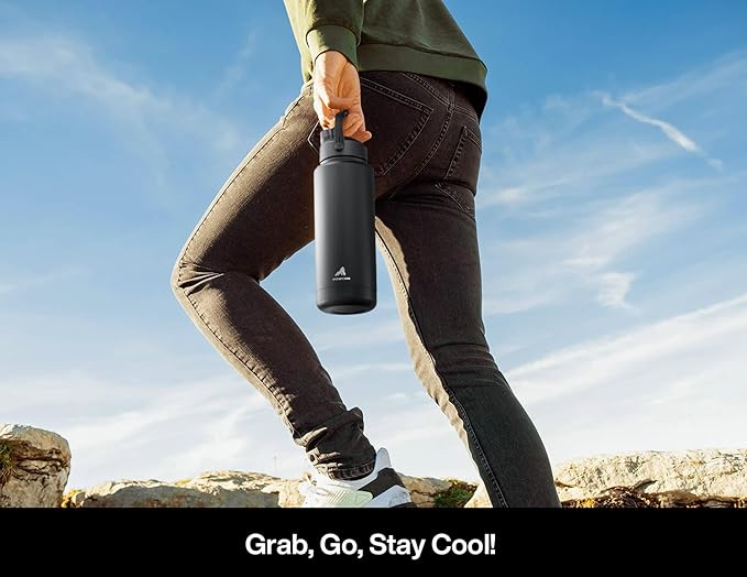 POWCAN 32 oz Insulated Water Bottle with 2-in-1 Straw and Spout Lid, Keep Cold 24H, Leak-Proof, BPA-Free, Double Wall Stainless Steel Water Bottle for Sports, Gym, Travel and School (Moonlight Garden)