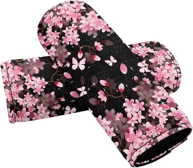 BIGCARJOB 2 Pcs Luggage Handle Cover for Suitcase with Pink Cherry Blossom Print Travel Suitcase Handle Sleeve Covers Identifier Travel Bag Wraps Luggage Accessories