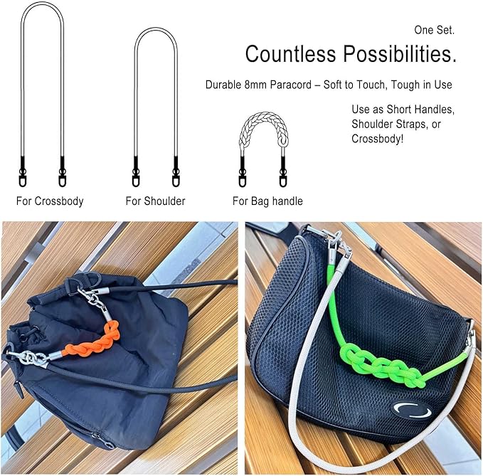 4-Pack Paracord Bag Handles – DIY Replacement Straps for Shoulder Bags, Crossbody Bags & Handbags