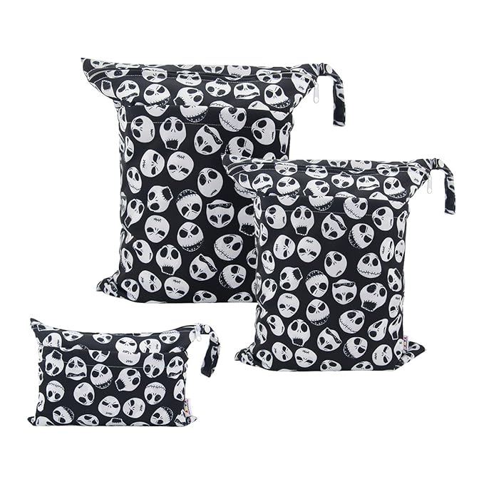 ALVA ALVABABY 3pcs Baby Cloth Diaper Wet Dry Bags Waterproof Reusable with Two Zippered Pockets Travel Beach Pool Daycare Soiled Baby Items Yoga Gym Bag for Swimsuits or Wet Clothes 3L-YA132