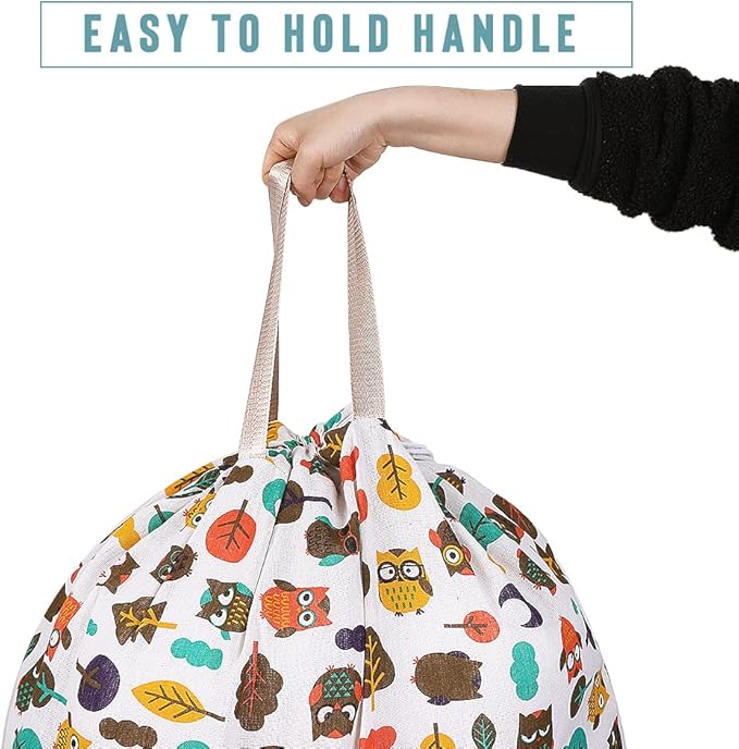 Sanlykate Extra Large Laundry Bag with Drawstring Closure and Handle, 28 x 40 Inch Heavy Duty Travel Dirty Clothes Bag for Laundromat and Household, Owl