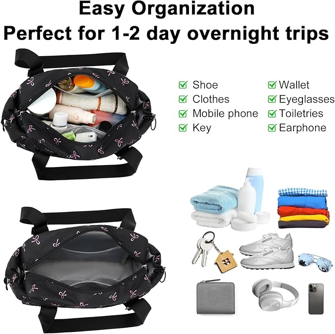 CAMTOP Mini Gym Bag for Women, Small Gym Tote Bag Puffy Quilted Sports Duffel Bag with Wet Compartment and Coin Purse Duffel Bags Dance Yoga Workout Bag for Gifts