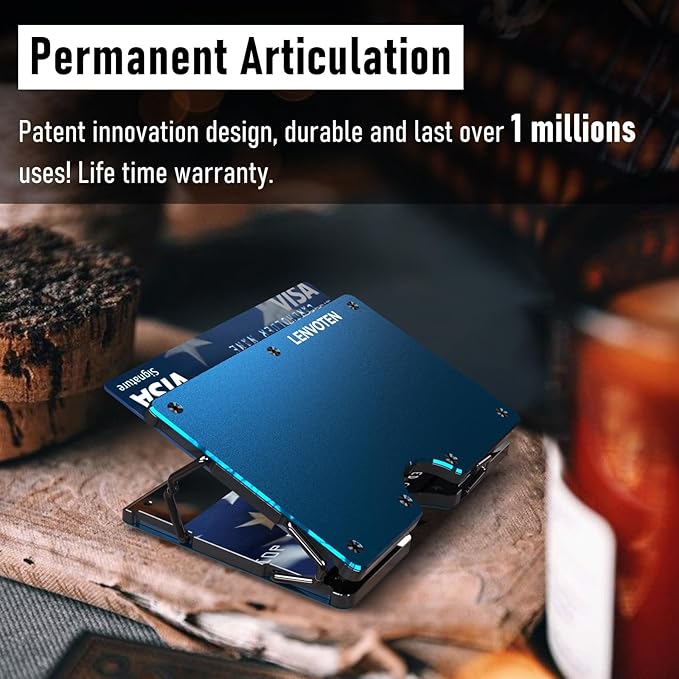 Lenvoten Upgraded Hinged Minimalist Wallet for Men | Slim Metal RFID Blocking Wallet | Credit Card Holder & Money Clip Holds 20 Cards | Premium Scratch-Resistant Finish | Ideal Gift for Men