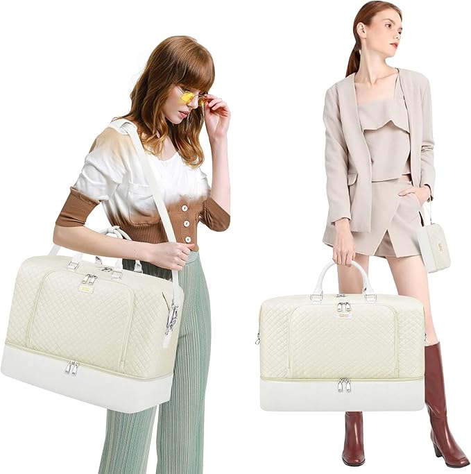 Travel Weekender Bag for Women, 21" Overnight Bag with Shoe Compartment 50L Large Travel Duffel Bag Carry On Tote for Weekend, Overnight, Business Trips, Water Resistant