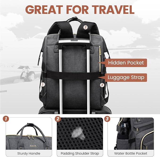 LOVEVOOK Laptop Backpack for Women,18 Inch Professional Womens Travel Backpack Purse Computer Laptop Bag Nurse Teacher Backpack,Waterproof College Work Bags Carry on Back Pack with USB Port,Dark Grey