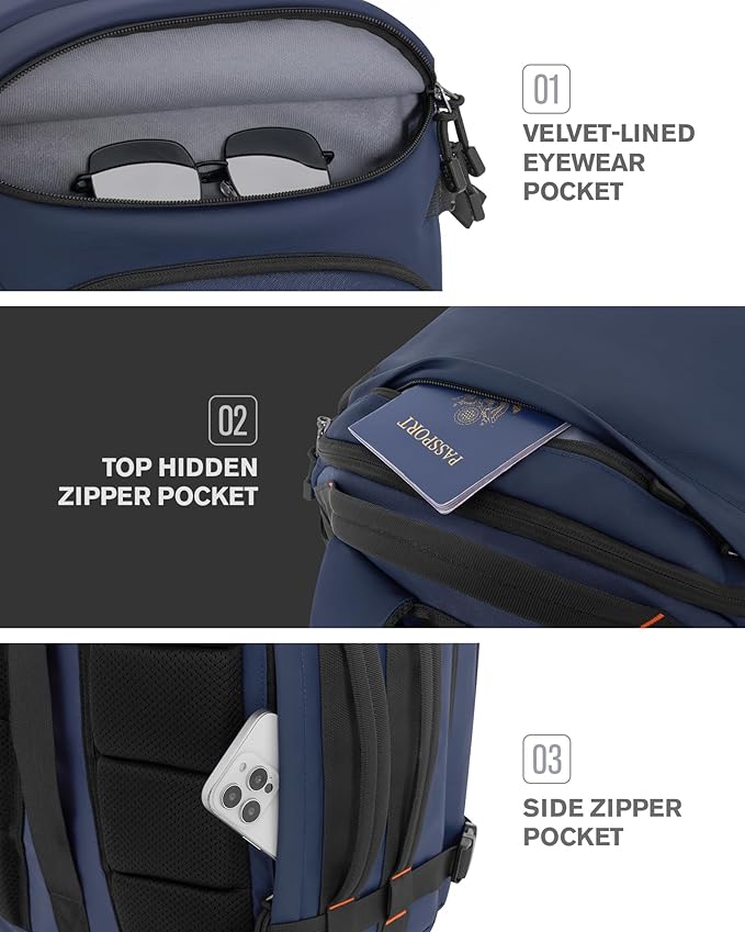 Tolaccea Travel Backpack Carry On 40L, Large Laptop Backpack with 3 Packing Cubes, Flight Approved Duffel Luggage Bag for Men Women, Water-resistant Business Rucksack Daypack, Fits 15.6" Laptop, Navy